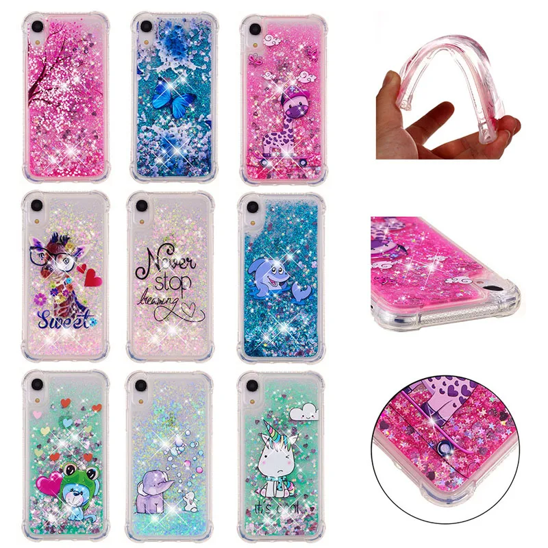

Anti-knock Cartoon Cases Glitter Quicksand Phone Soft TPU Silicone Cover Shell Coque Fundas Caoa for Apple iPhone X XS XR XS Max