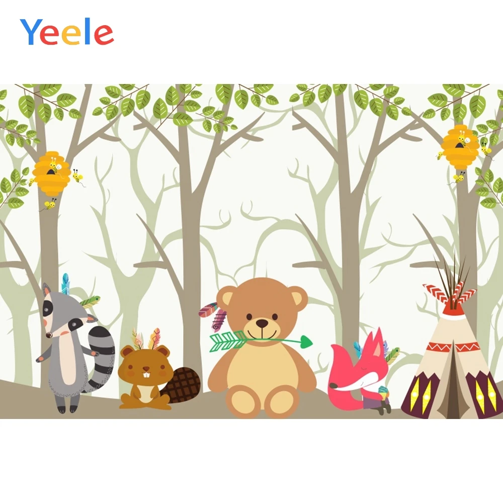 

Yeele Bear Fox Animals Tent Tree Party Photography Child Backgrounds Children Photographic Baby Backdrop Scene For Photo Studio