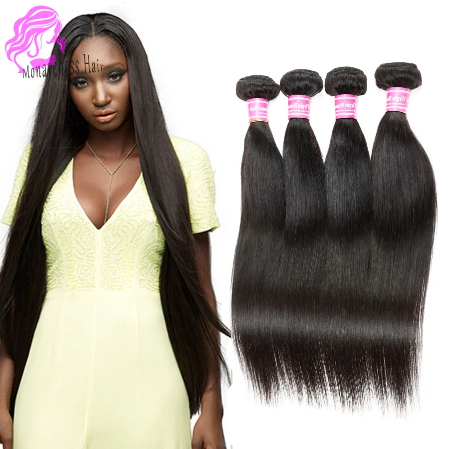 7 A Indian Virgin Hair Straight 4 Bundles Indian Remy Hair For