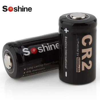 

2pcs/lot Soshine 3V 1000mAh CR2 Battery CR 2 Lithium Battery for LED Flashlight Headlamp Bicycle Light