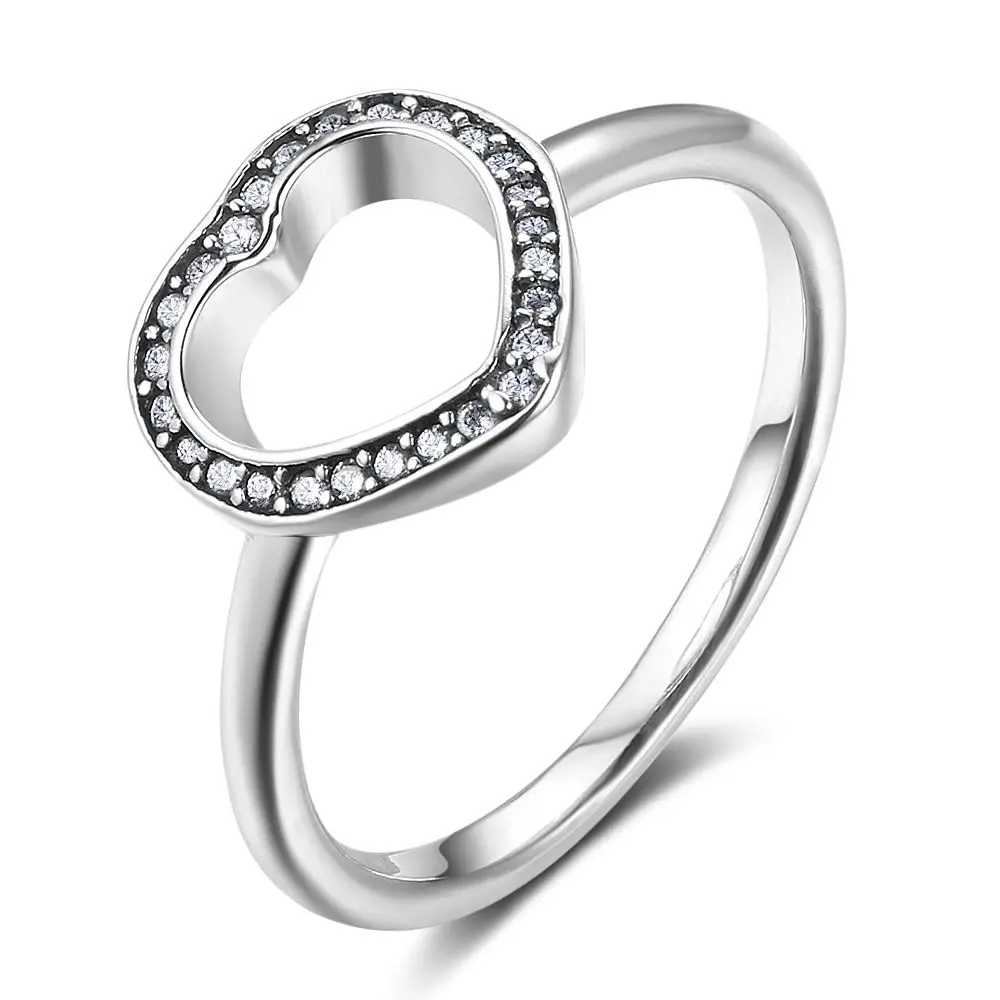 

925 Sterling Silver Rings For Women Heart Shape Promise Engagement Rings Vintage Style Wedding Bands Gift (RI102821)