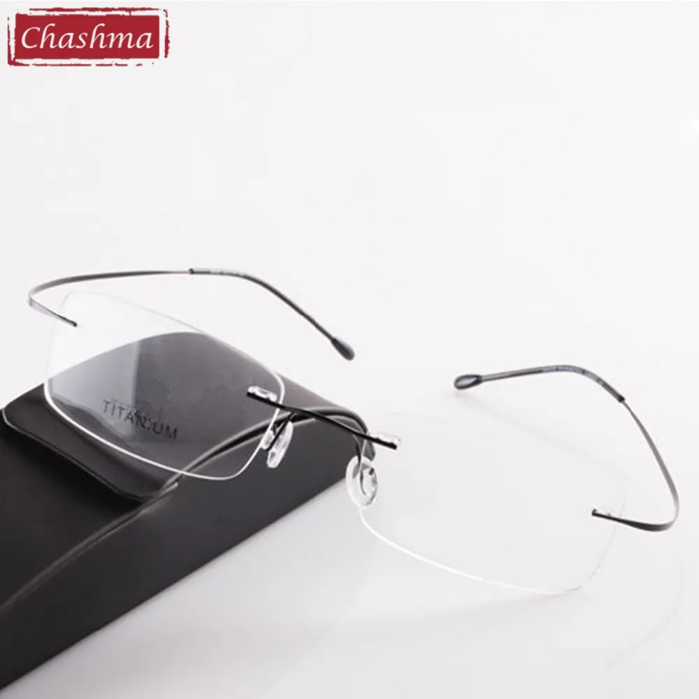 Chashma Brand Titanium Rimless Eye Glasses Reading Glasses Ultra Light Myopia Optical Glasses Prescription Glasses