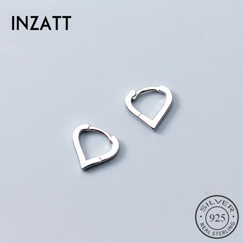 

INZATT Real 925 Sterling Silver Romantic Hollow Heart Minimalist Hoop Earrings For Women Wedding Party Jewelry Accessories GFit