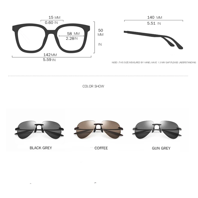 Бензола Сверхлегкий TR90 поляроидные солнечные очки без оправы солнцезащитных очков Для мужчин высокое качество солнцезащитные очки для женский, черный с Чехол 9367