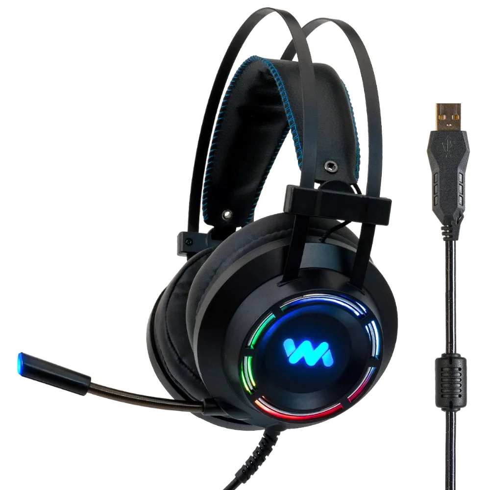 7.1 USB Channel Surround Sound RGB Gaming Headset Stereo Deep Bass Game