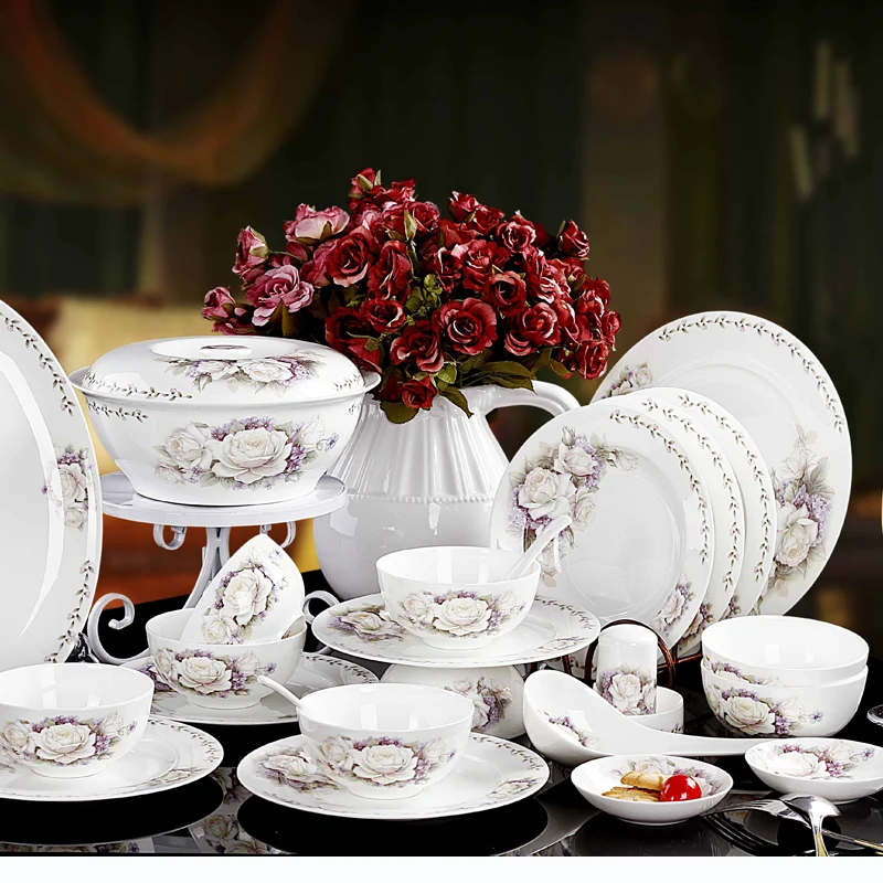 Ceramics fashion quality rustic 56 bone china dinnerware set dishes