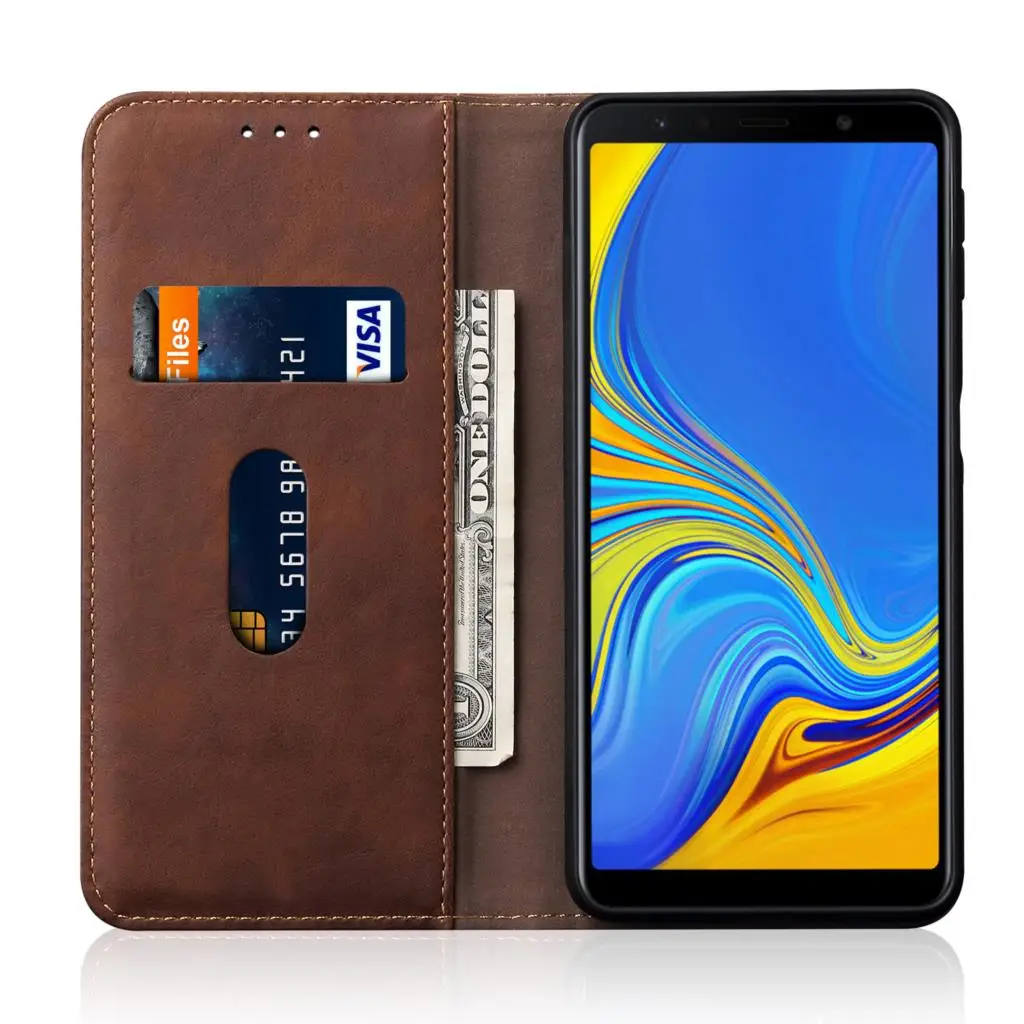 Винтажный кошелек чехол для samsung Galaxy A7 A750F чехол Роскошный кожаный флип чехол с подставкой Чехол-портмоне в ретро-стиле задняя защитная крышка из прочного 6,0 дюймов