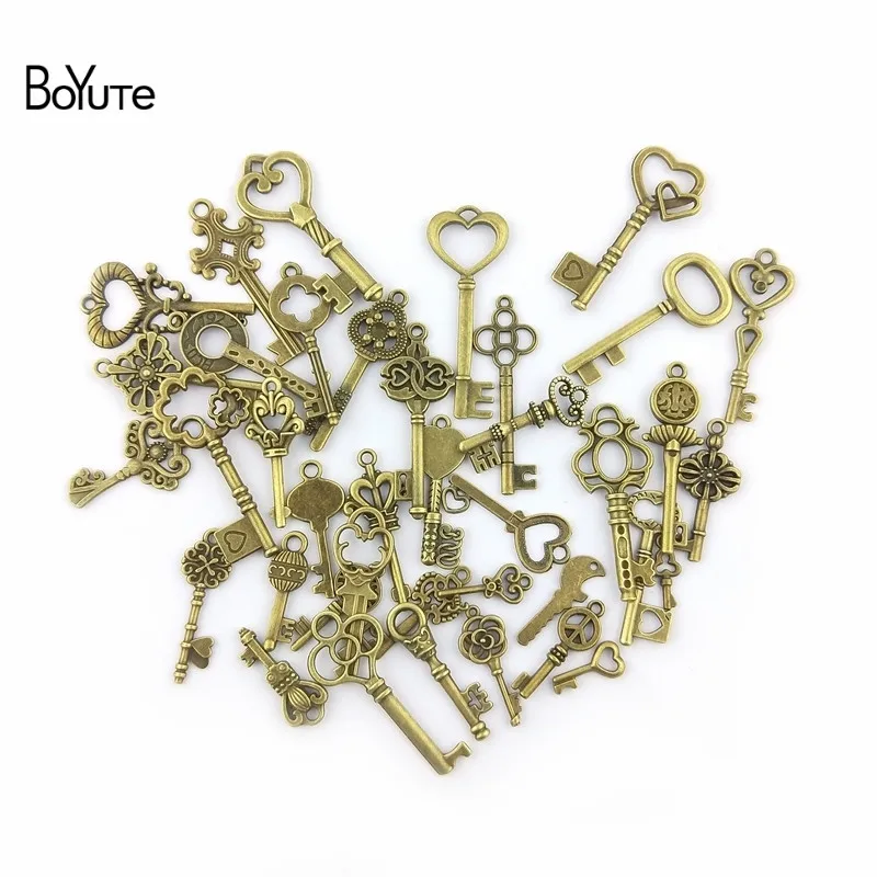 BoYuTe Mix 40 Styles Diy Vintage Jewelry Accessories Factory Wholesale Metal Alloy Key Pendant Charms (5)