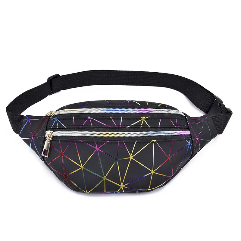 Женская поясная сумка, Кожаная поясная сумка, вместительная сумка-банан, уличная сумка в стиле хип-хоп, клетчатая сумка на плечо, сумка-почтальон - Цвет: Black   Waist pack