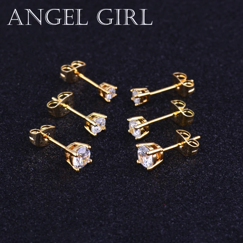 Angel Girl модные популярные круглые 3 мм Австрийские кубические циркония серебряные