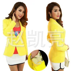 Яркие цвета темперамент весна осень яркий желтый костюм женский Блейзер Куртка - Цвет: Цвет: желтый