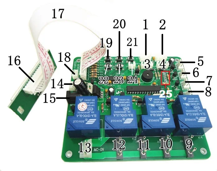 JY-21 4 цифры монетная Таймер доска для 1-4 года устройств pcb время управления со всеми проводами для автомобиля стиральная машина торговый автомат