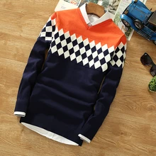 Sweater Spring Men's Fashion Long Sleeve Casual Knit Sweater Thin Men's V-neck Patchwork Contrast Slim Turtleneck Knit Sweater knit v neck sweater
