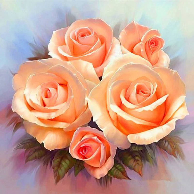 5D Diy Diamond Painting Rose Cross Stitch Full Drill Round Diamond Embroidery Flowers Crystal Diamond Mosaic Pictures Needlework