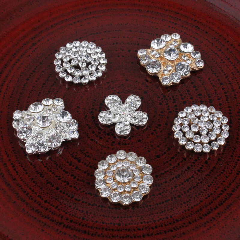 30p Crystal Pearl Buttons Alloy Flatback Rhinestone Buttons for Hair Accessories