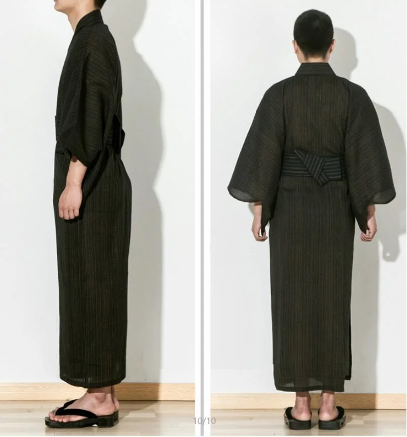 Мужская длинная Пижама кимоно в японском стиле Yukata летняя дышащая хлопковая