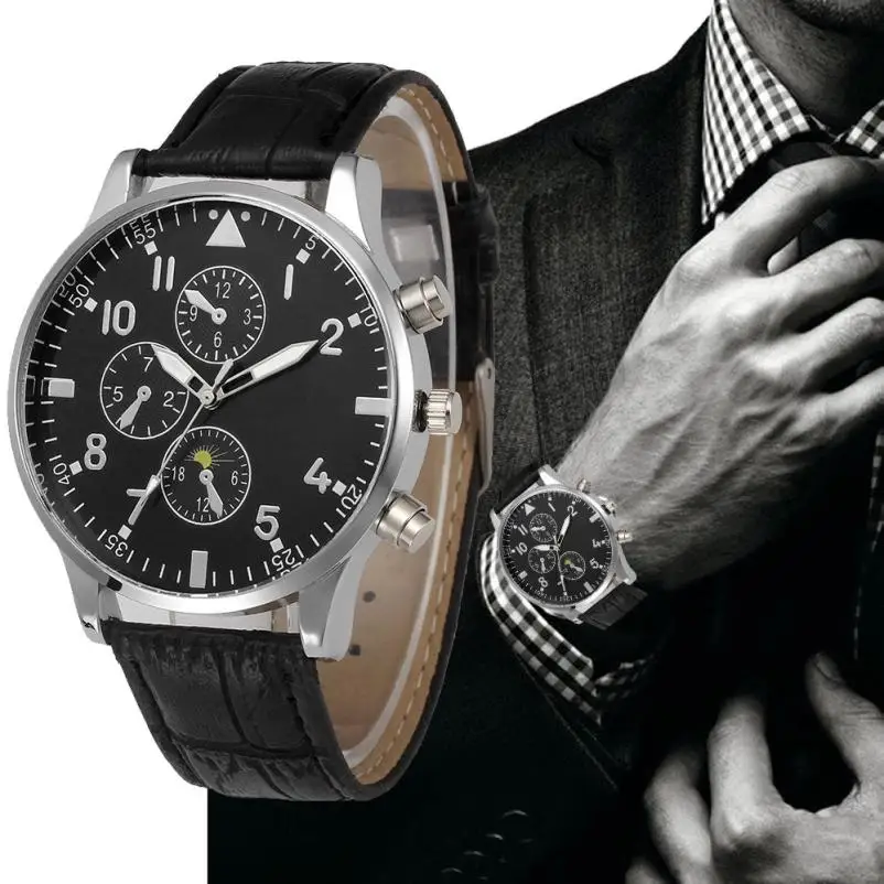 Herrenuhr 2020 роскошные часы geneva мужские ретро дизайн кожаный ремешок аналоговые