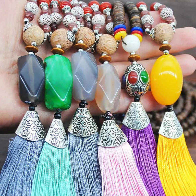 

Bohemian Tassel Vintage Necklace Enthic Long Handmade Nepal Wood Beads Women Tassel Pendants & Necklaces Jewelry Gifts