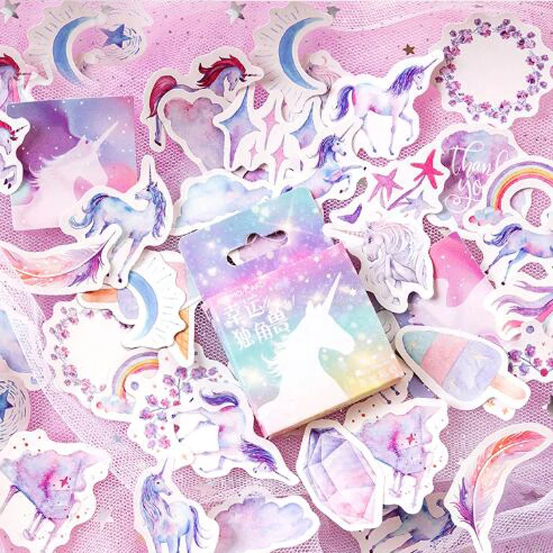 

46Pcs/Box Cute Lucky Unicorn Stickers Paper Adhesive Stickers For Children Gifts DIY Decorative Diary Scrapbooking Photo Ablums