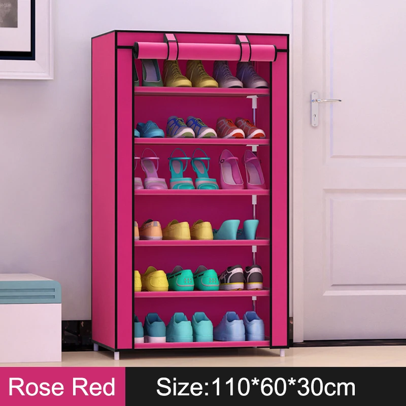 7 layers 6 girds Closet Cabinets Non-woven Steel Pipe Shoes Shelf Folding Living Room furniture Shoes Organizers Space Saver