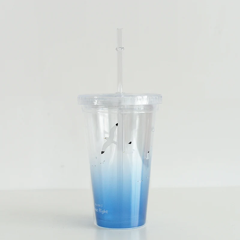 Творческий двойной Пластик бутылка для воды с каплей модные КИТ Чайка бутылки 550 мл бутылка спортивная для Тур бокал, для кемпинга посуда для напитков - Цвет: Seagull