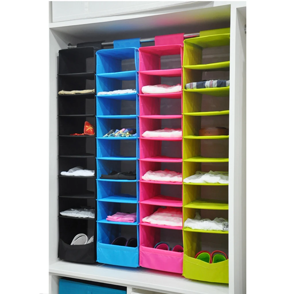 

MagiDeal 9-Section Hanging Storage Shelve Wardrobe Closet Organiser for Coat Shirt Pants