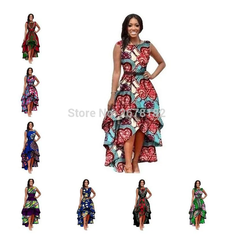 

African Dresses Polyester Traditional African Clothing Time-limited Real 2018 Large Swing Waist Sleeveless Dress Women Printing