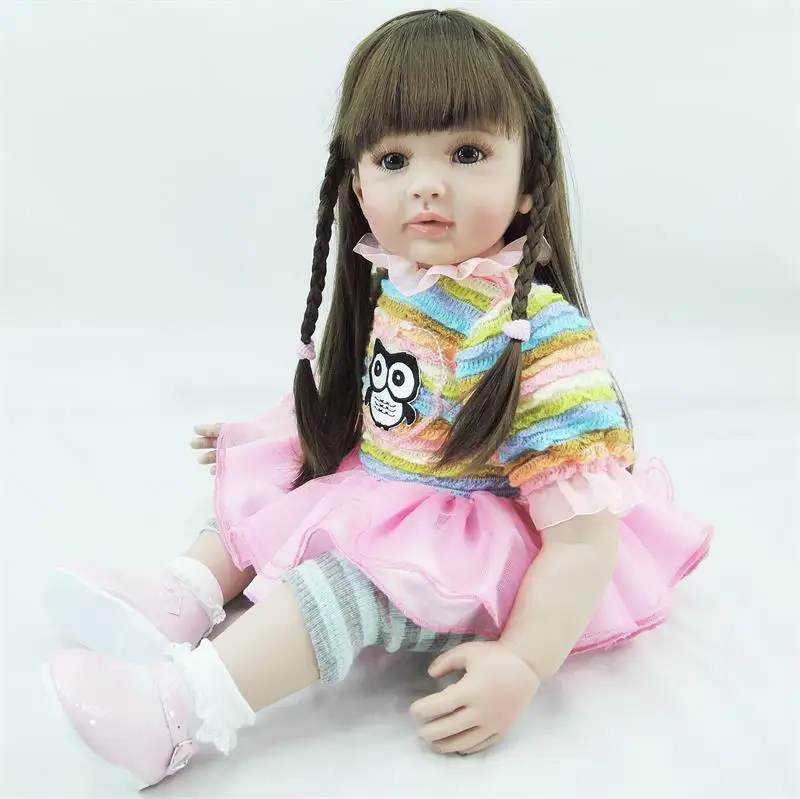 

55cm Adora Reborn Toddler Girl Doll Braid Hair 22" Soft Silicone Vinyl Baby Reborn Girls Boneca Doll Children Play House Toys