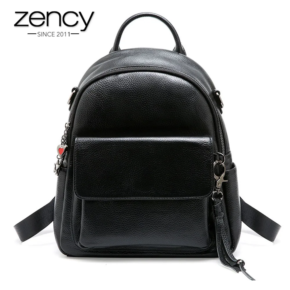 Zency Tassel Decoration Women Backpack 100 Real Cowhide Leather