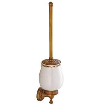 

Toilet Brush Set Compact Antique Copper Vintage Tiolet Brush with Holder for Hotel Bathroom Home