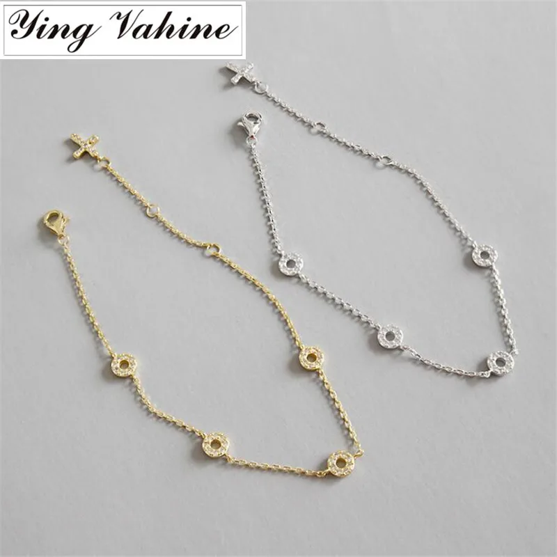 

Authentic 925 Sterling Silver Jewelry Mini Circle Charm Bracelets for Women