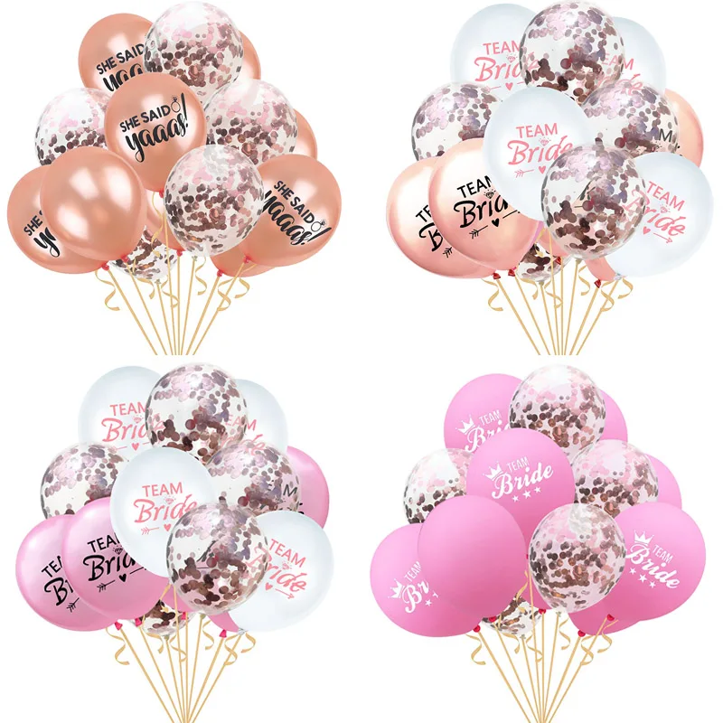 15Pcs Set  Team Bride Balloon Wedding Party  Supplies  Decor 