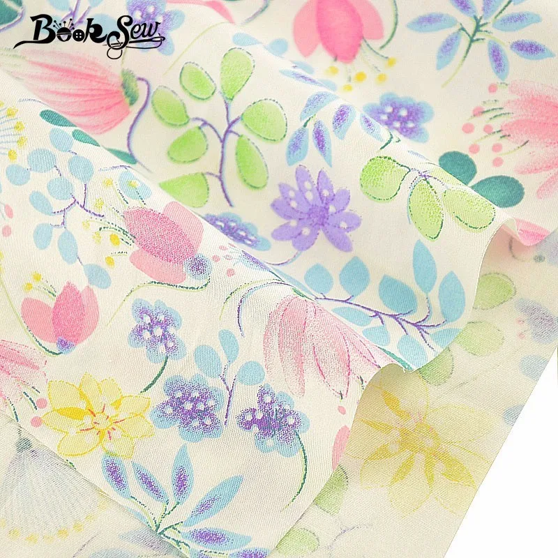 Booksew хлопковая ткань с цветочным узором Tecido швейный материал DIY Белый стежка Telas