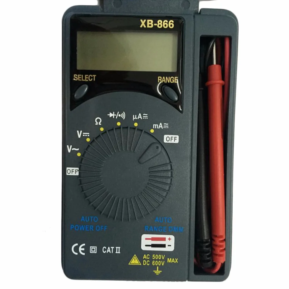

XB-866 LCD Multimeters Auto Range Digital Multimeter Voltmeter Tester Tool AC DC Pocket Mini Professional Meter Test 1.5V XB866