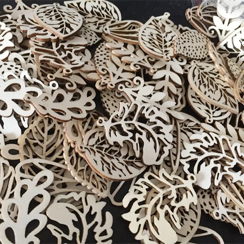 10pcs Set Diy Wood Mixed Leaves Wood Handmade Accessories