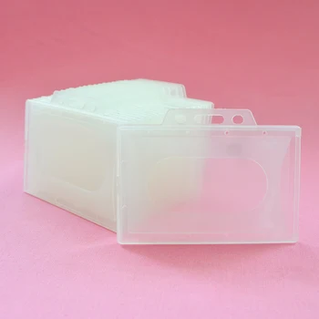 

90*66mm Translucent Credit Card Holders Bank Card Neck Strap Card Bus ID holder students kids Identity badge Hard Card Cover