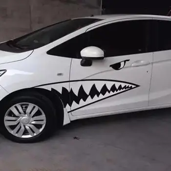 

1 Pair Shark Mouth Car Sticker Pull Flower Great White Shark Body Color Sticker General Model Not Faded Car Accessories