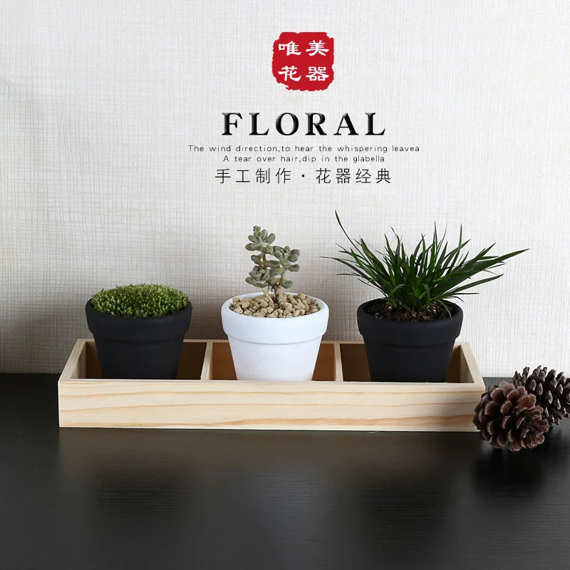 Distinctive and Creative Black and White with Red Pottery Contracted Biscuit Firing Thread Ceramic Basin with Tray Distinctive and Creative Black and White with Red Pottery Contracted Biscuit Firing Thread Ceramic Basin with Tray