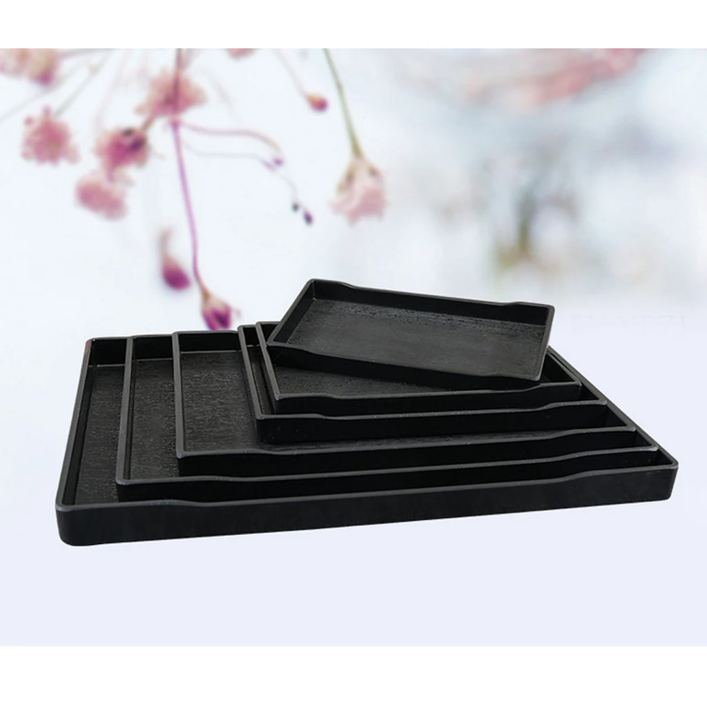 

Hotel Serving Tray Refreshments Food Drink Kitchen Melamine Plastics for water tea coffee juice cakes bread fruits -Black