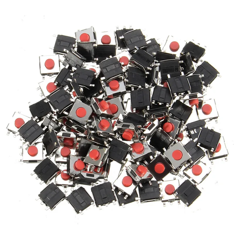 100 шт./лот 6*6*3 мм 5 PIN SMD красная медь Тактильный кнопочный переключатель такт переключатель 6 мм* 6 мм* 3 мм Лучшая цена