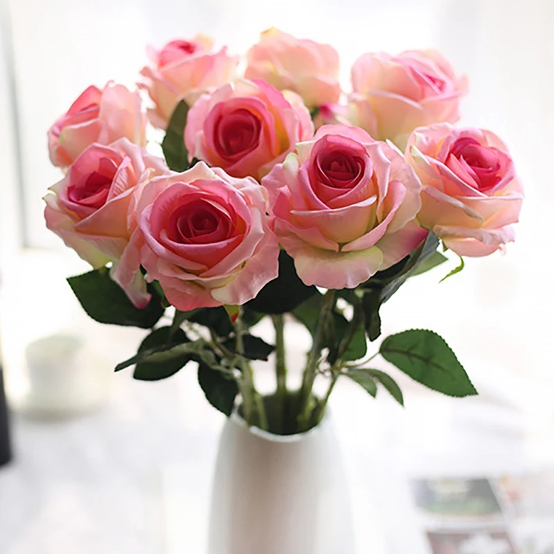 

Artificial Rose Flowers Branch Wedding & Party Decorative Supplies Home Office Table Simulation Decorations