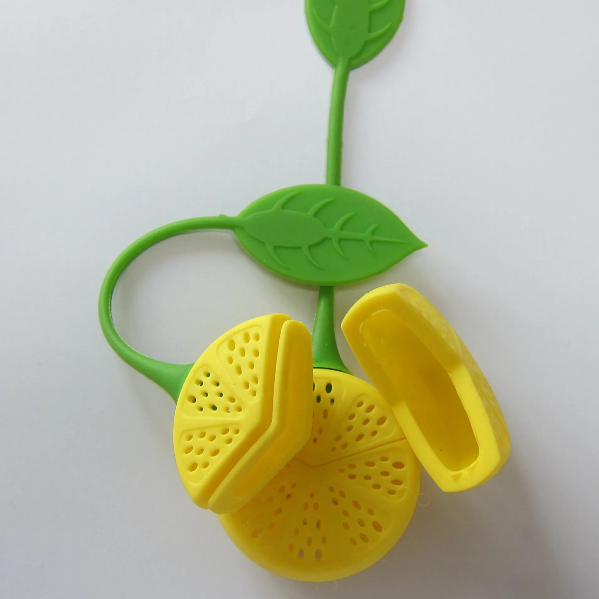 Reuseable Foof Aman Silikon Kuning Lemon Bentuk Daun Teh Tas