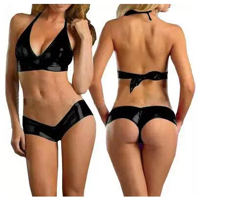 Black leather bikini Clearance