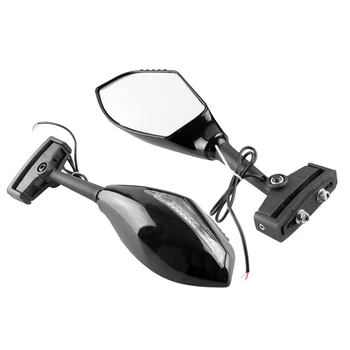 

Street Motorcycle Rear View Rearview Mirror w/LED Turn Signals Indicator Light Moto Side Mirrors Blinker Universal for Motorbike