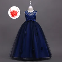 Детская вечерняя одежда для выпускного бала; цвет мятный, зеленый, красный, розовый, темно-синий; Свадебные Платья с цветочным узором для девочек; Длинные свадебные платья для девочек