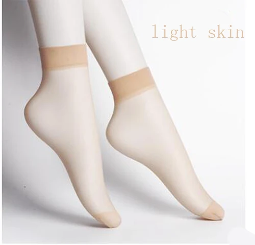 MEI LEI YA 10 пар/лот, Кристальные шелковые женские носки, вискозные носки, ультра-тонкие, анти-крючок, прозрачные, невидимые носки, неглубокие носки - Цвет: light-skin