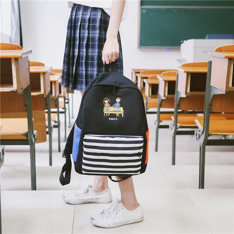 Menghuo School Backpacks for Teenage Girls Emboridery Women Canvas Backpack Female Cute Japan and Korean Backpack Travel BagsJKJB3876