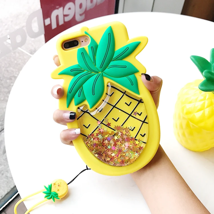 Squishy 3D Pineapple Liquid Quicksand case for iphone 7 7plus Soft ...