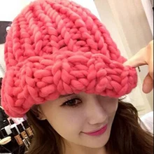 Женская зимняя теплая вязаная шапка ручной работы, грубые линии, вязаные шапки, карамельный цвет, вязаные шапочки, женские аксессуары