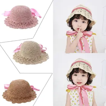 

Summer Straw Hats for Girls Baby Toddler Sun Cap Breathable Cute Princess Cap Sun Hat Basin Cap Girls Hats Photography Props
